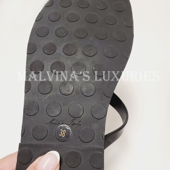 YVES SAINT LAURENT SHOES BLACK RUBBER FLIP FLOPS THONG w HEART sz 38 / US 8 - Picture 11 of 11